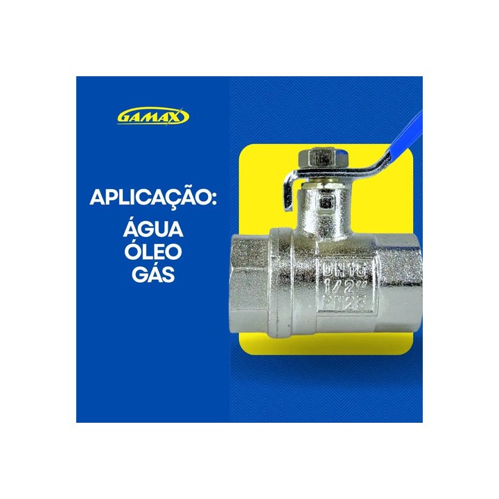 Válvula Registro De Esfera Alavanca 1/2 Metal - Bsp Gamax
