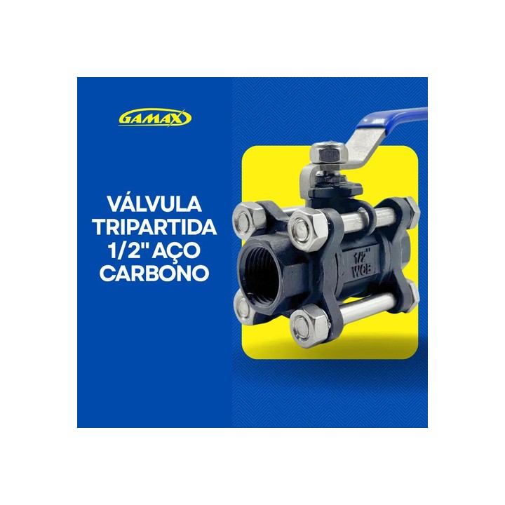 Valvula Esfera Tripartida Aço Carbono 1/2 Pol. Bsp Gamax