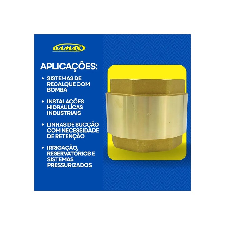 Válvula De Retenção Vertical 4 Polegada Latão Gamax