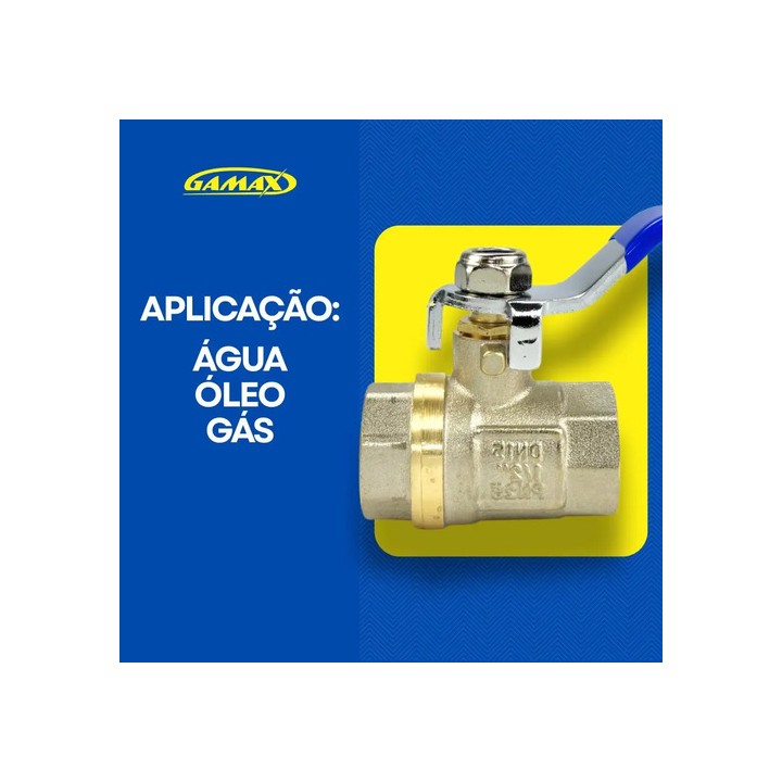 Válvula Esfera Metal Latão 1/2 Polegada Bsp - Gamax