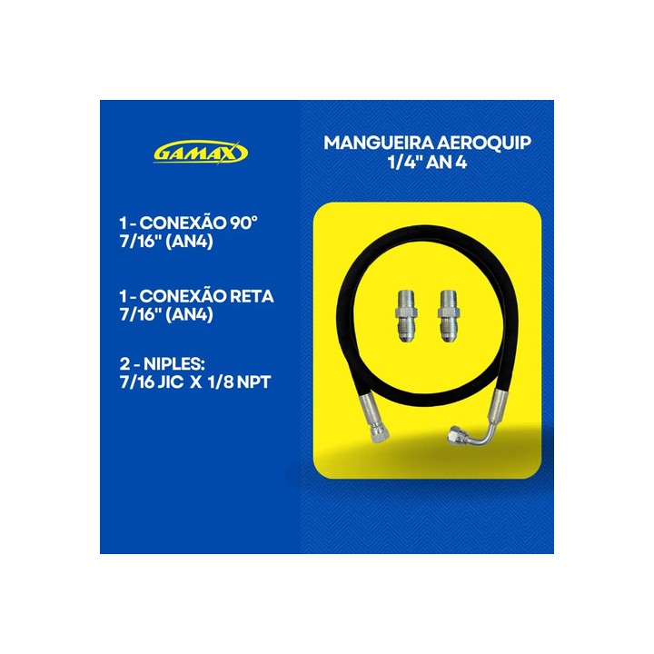 Mangueira Prensada Aeroquip Óleo Turbina E Niples 1,5m