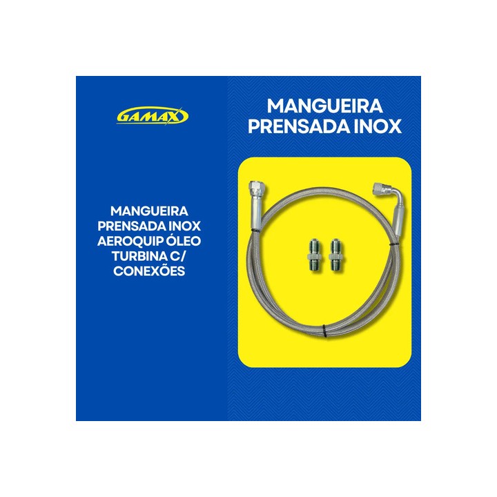 Mangueira Prensada Inox Aeroquip Óleo Turbina C/ Conexões Prata