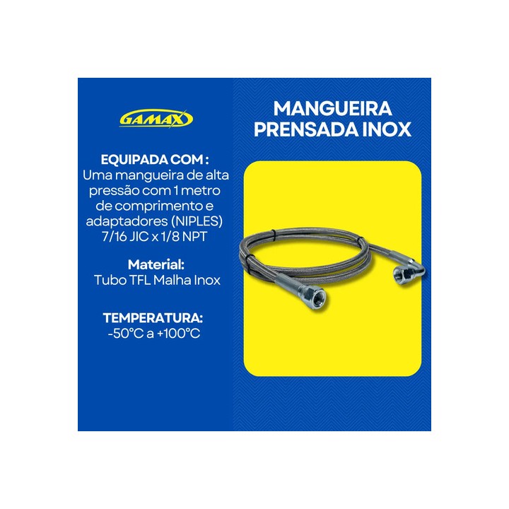 Mangueira Prensada Inox Aeroquip Óleo Turbina C/ Conexões Prata