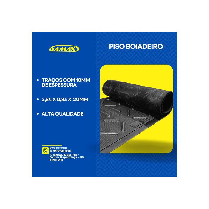 Piso Boiadeiro Borrachão Tapete Caminhão 2,84 X 0,83 X 20mm Preto