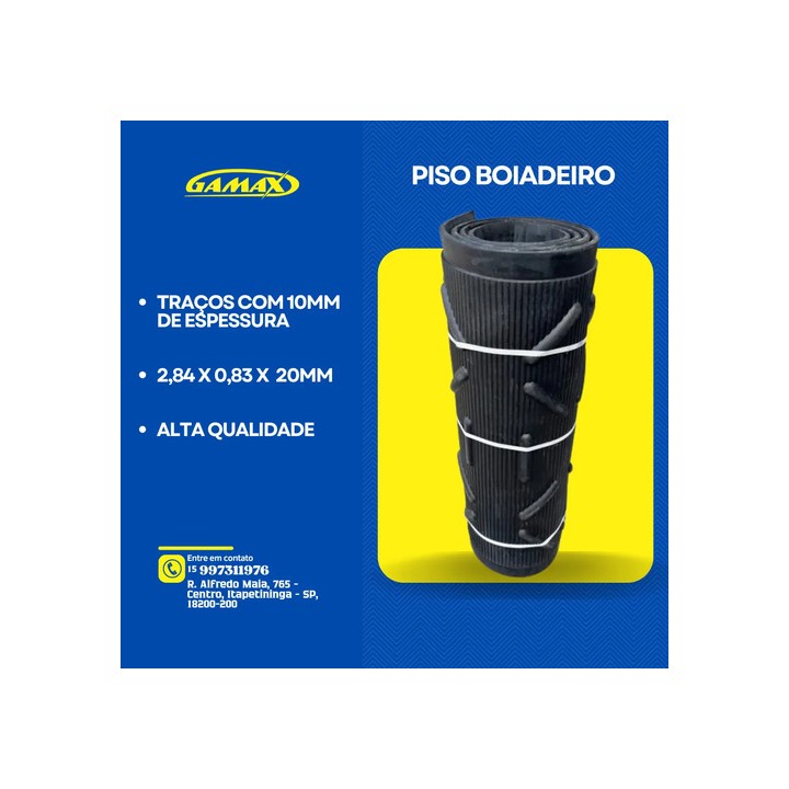Piso Boiadeiro Borrachão Tapete Caminhão 2,84 X 0,83 X 20mm Preto
