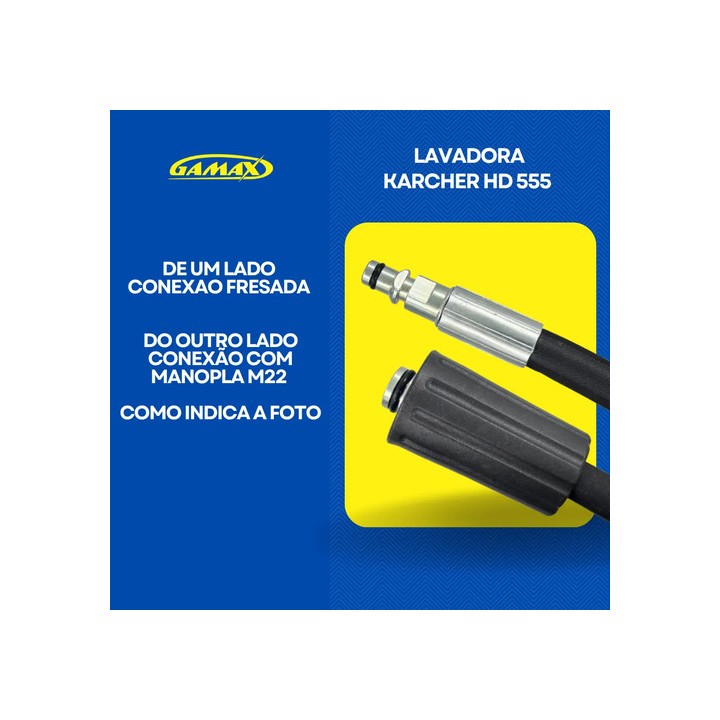 Mangueira De Lavadora Karcher Hd 555 10 Metros Trama Aço Preto