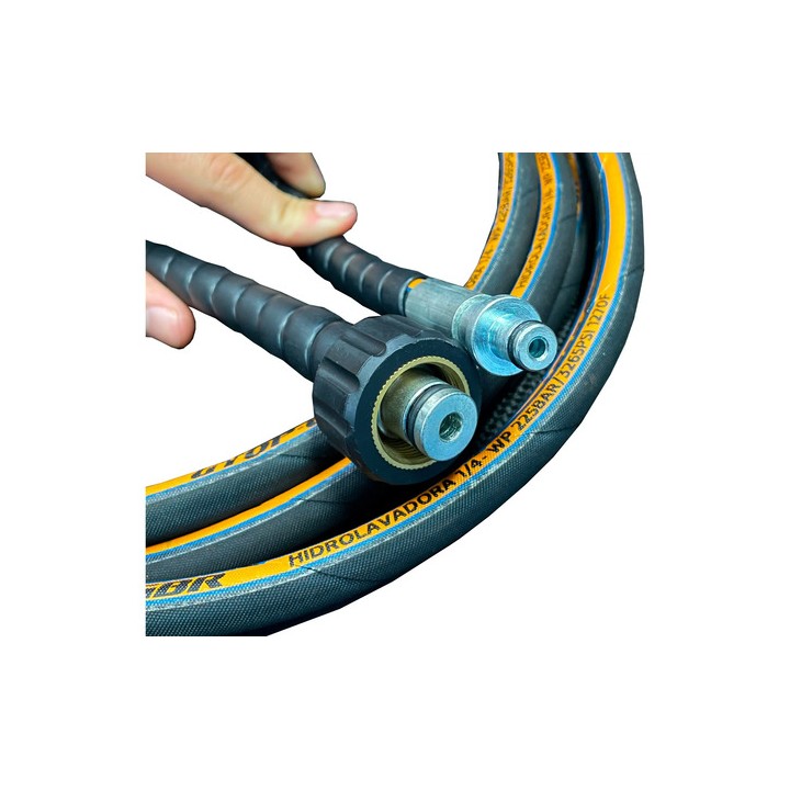 Mangueira Trama Aço 5m Lavadora Pressão Karcher + Proteção Preto