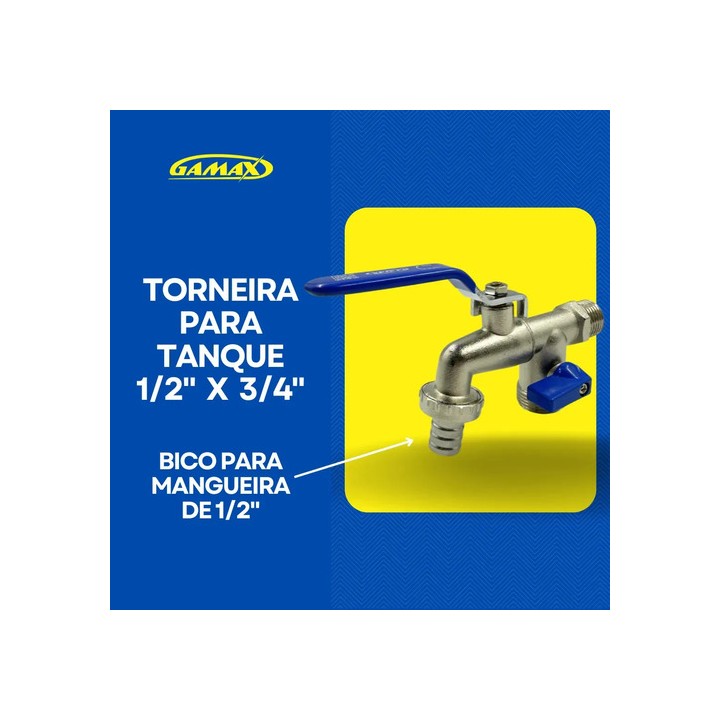 Torneira Dupla Parede Prateada 2 Saídas Máquina Lavar 3/4 Zinco Metais Multiuso Multifuncional Tanquinho Tanque Prateado Acetina