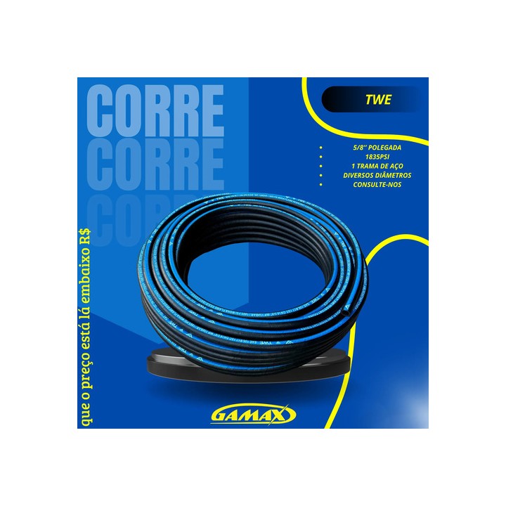 20m Mangueira Trama De Aço 5/8'' Multiuso Lavadoras Pressão Preto
