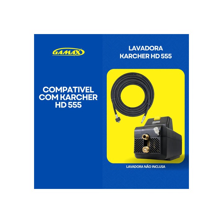 Mangueira De Lavadora Karcher Hd 555 20 Metros Trama Aço Preto