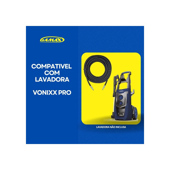 Mangueira Lavadora Alta Pressão Vonixx Pro Trama Aço 10m Preto
