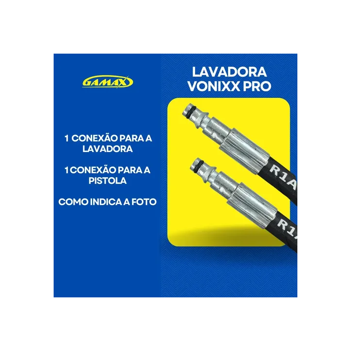 Mangueira Lavadora Alta Pressão Vonixx Pro Trama Aço 10m Preto