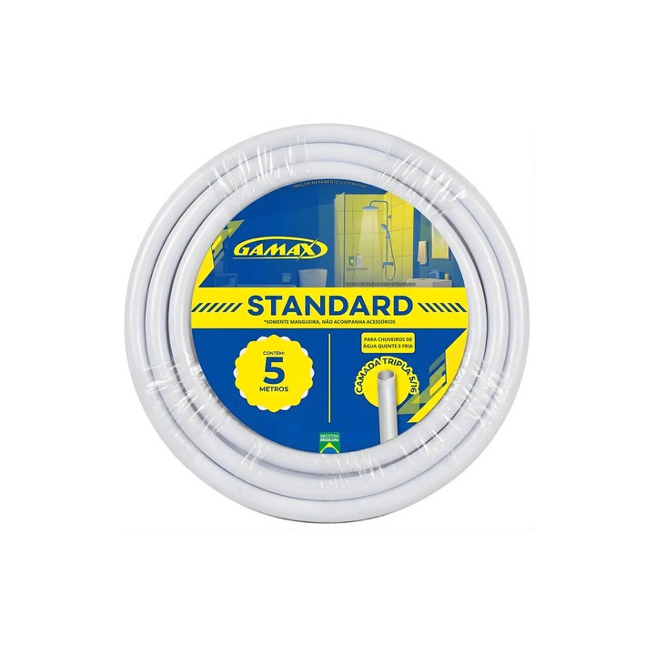 Mangueira Para Chuveiro 5m Flexível Pvc Branca Gamax Branco