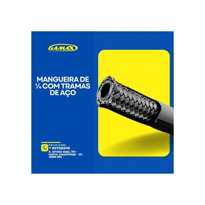 Mangueira 1 Trama De Aço 1/4 50m Hidráulica Twe 3263 Psi Preto