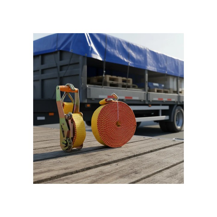 Kit Cinta E Catraca 5 Ton Amarela 9 Mts Ps 50mm - Rodocordas Amarelo