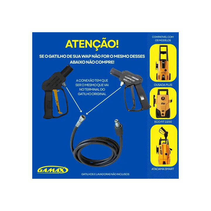 Mangueira Trama De Aço 10mt Lava Jato Wap Atacama Smart 2200