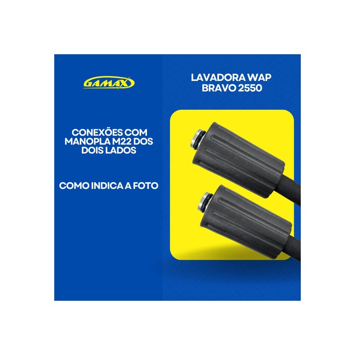 Mangueira Lavadora Alta Pressão Wap Bravo 2550 Trama Aço 15m Preto