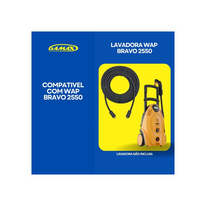 Mangueira Lavadora Alta Pressão Wap Bravo 2550 Trama Aço 15m Preto