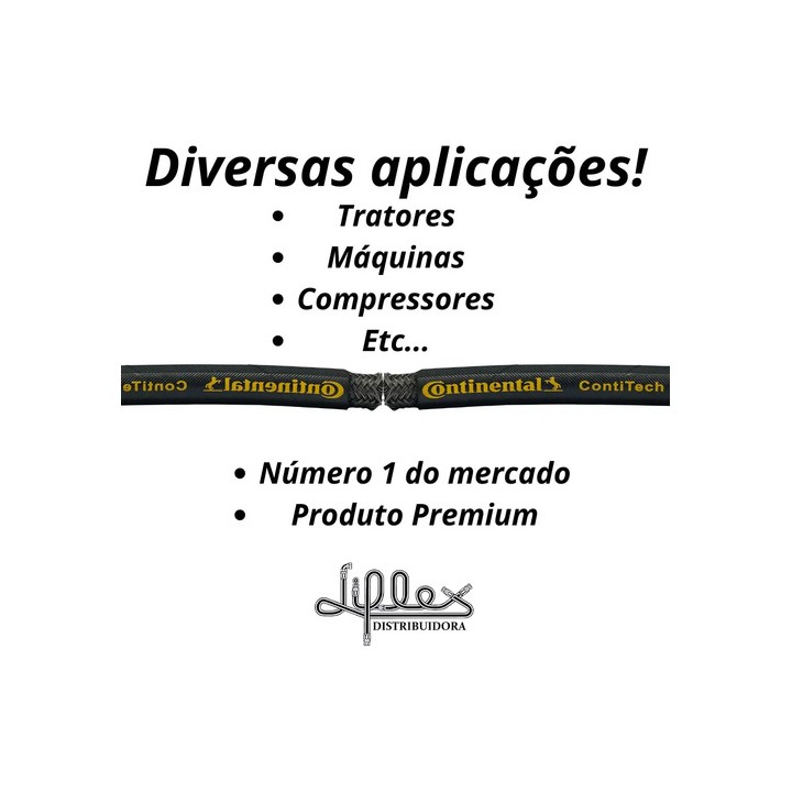 Mangueira R1 3/8 Continental Hidráulica De 20 M Trama De Aço Preto