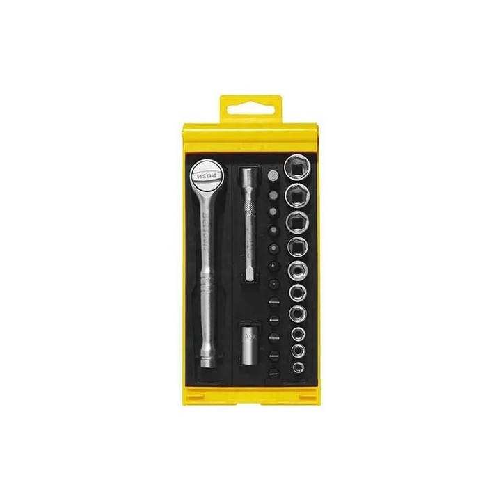 Jogo De Soquetes Estriados 1/4 Polegadas 25 Peças Beltools Cinza