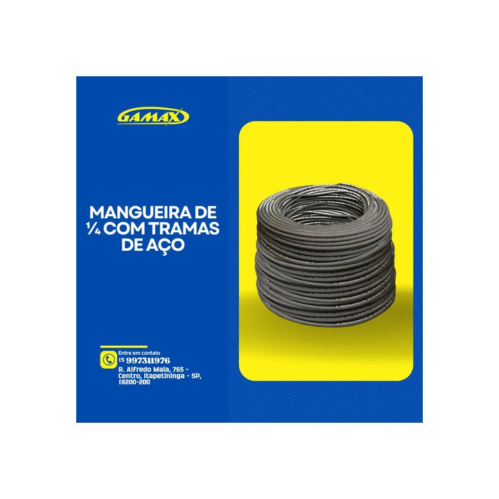 Mangueira 1 Trama De Aço 1/4 10mts Hidráulica R1