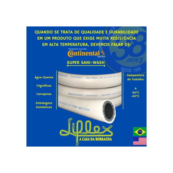 Mangueira Borracha 3/4 Super Sani-wash 40 Metros Branca 93°c Branco
