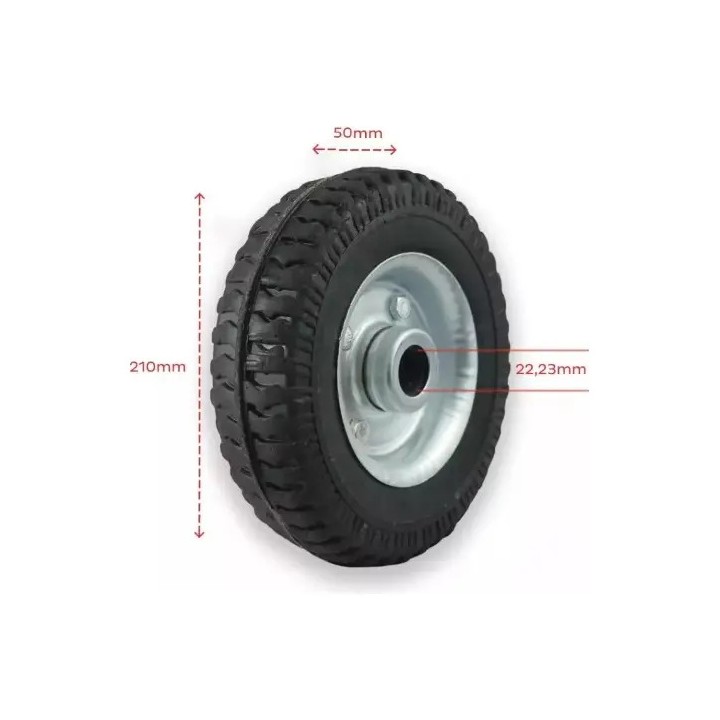 Roda De Borracha Completa Maciça 250-4 Com Rolete 7/8 Pol Cinza