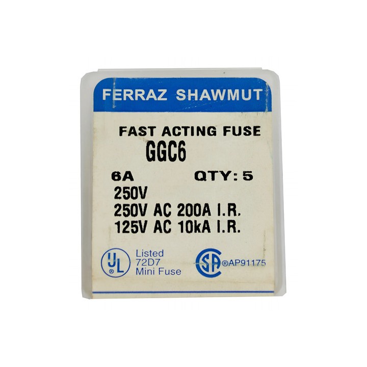 Fusível Ferraz Shawmut Ggc6 6a 250v Com 5 Unidades Lacrado 250v