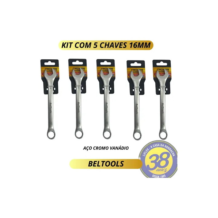Chave Combinada 16mm Beltools Aço Cromo Vanádio Cinza