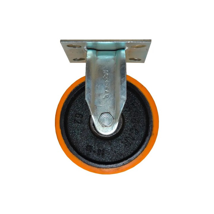 Rodizio Fixo Poliuretano Rod Car 6 Polegadas Base Fixa 450kg Preto E Laranja