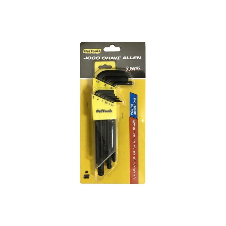 Jogo Chave Allen Ponta Abaulada 9 Pçs De 1,5 A 10mm Beltools
