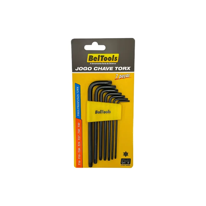 Jogo Chave Torx 7 Peças De T10 A T40 Beltools Preto